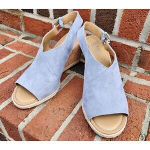 Shoes - Franco Sarto Julien Suede Wedge Sandals in Light Blue Hue